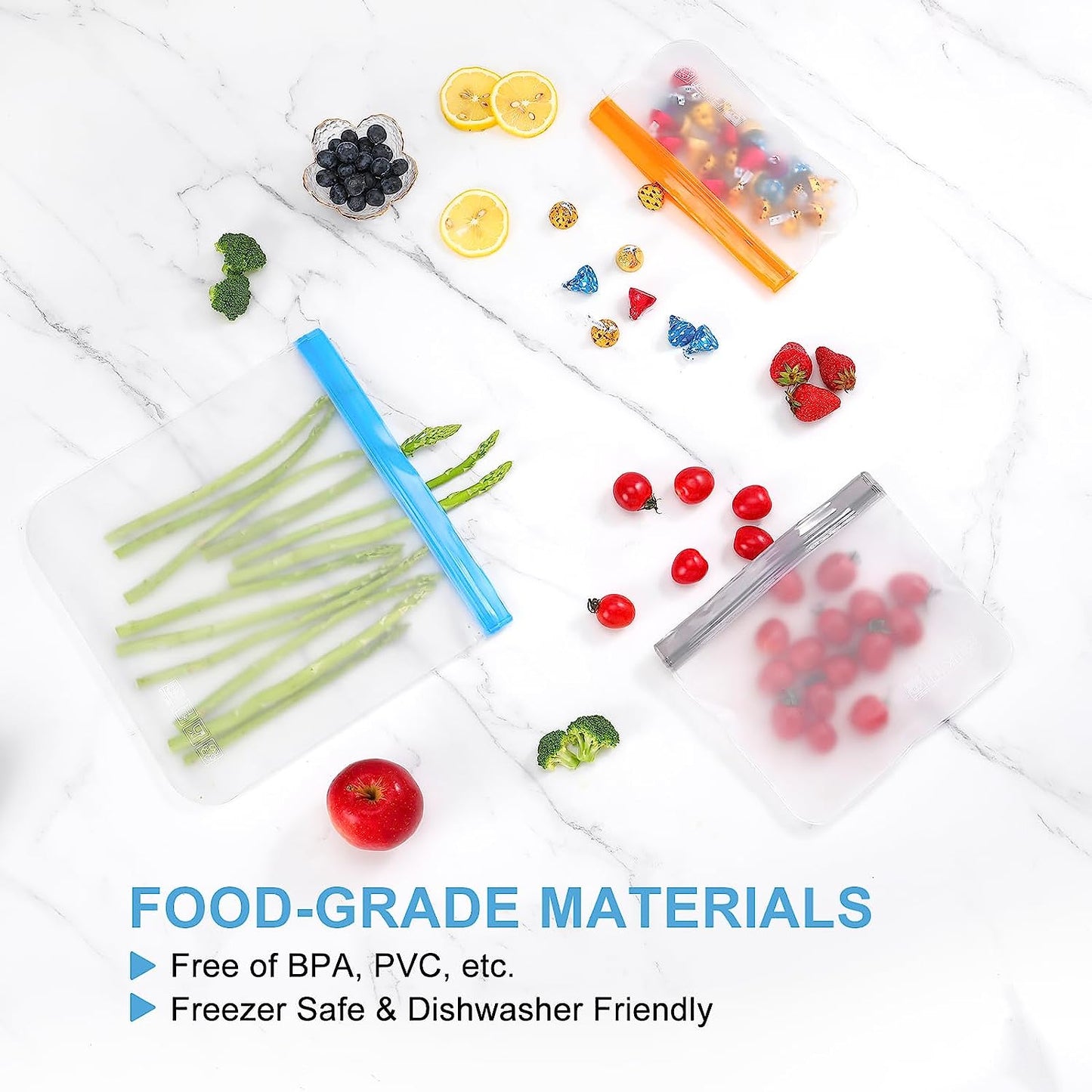 EcoSeal™ Premium Reusable Food Storage Bags – 10 Piece Set (3 Sizes)
