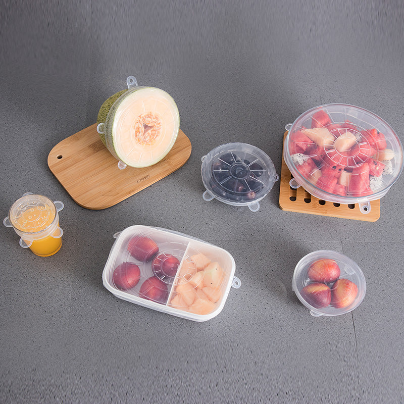 6Pcs Food Silicone Cover Fresh-Keeping Dish Stretchy Lid Cap Reusable Wrap Organization Storage Tool Kitchen Accessories 6PCS Silicone Stretch Lids