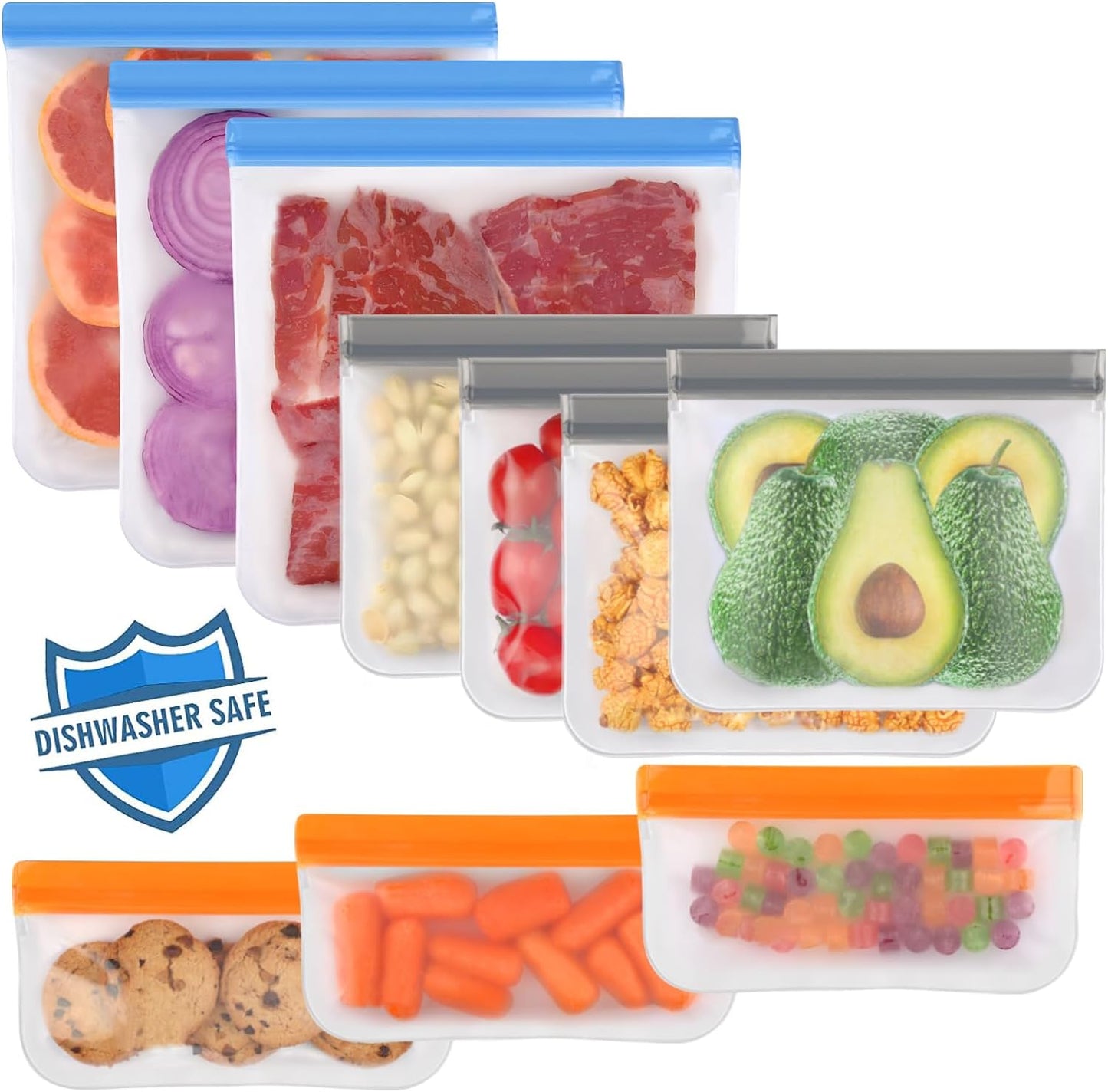 EcoSeal™ Premium Reusable Food Storage Bags – 10 Piece Set (3 Sizes)