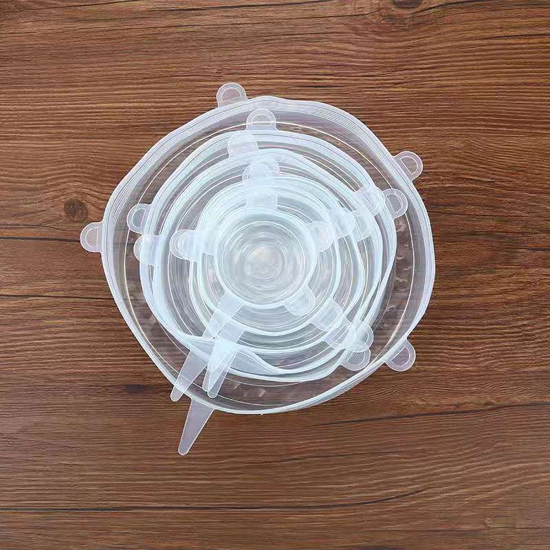 6Pcs Food Silicone Cover Fresh-Keeping Dish Stretchy Lid Cap Reusable Wrap Organization Storage Tool Kitchen Accessories 6PCS Silicone Stretch Lids