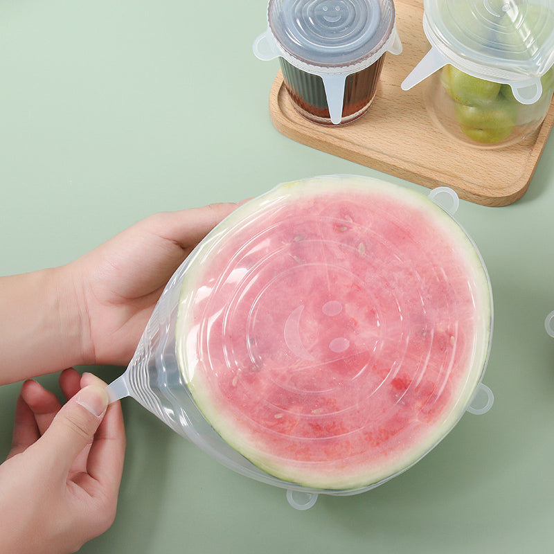6Pcs Food Silicone Cover Fresh-Keeping Dish Stretchy Lid Cap Reusable Wrap Organization Storage Tool Kitchen Accessories 6PCS Silicone Stretch Lids