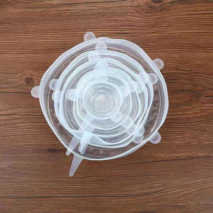 6Pcs Food Silicone Cover Fresh-Keeping Dish Stretchy Lid Cap Reusable Wrap Organization Storage Tool Kitchen Accessories 6PCS Silicone Stretch Lids